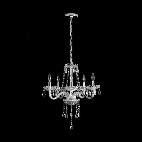 Chandelierias - Vintage 5 - Light Tassel Crystal Chandelier - Chandelier - Chrome - 