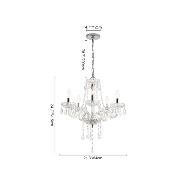 Chandelierias - Vintage 5 - Light Tassel Crystal Chandelier - Chandelier - Chrome - 
