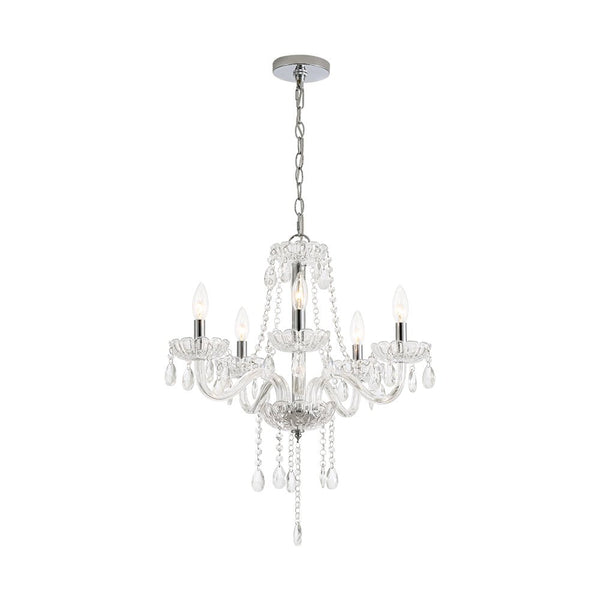 Chandelierias - Vintage 5 - Light Tassel Crystal Chandelier - Chandelier - Chrome - 