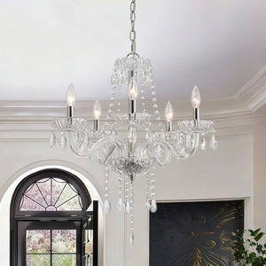 Chandelierias - Vintage 5 - Light Tassel Crystal Chandelier - Chandelier - Chrome - 