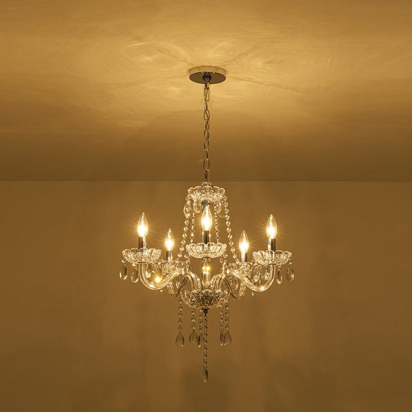 Chandelierias - Vintage 5 - Light Tassel Crystal Chandelier - Chandelier - Chrome - 