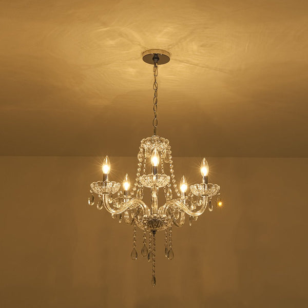 Chandelierias - Vintage 5 - Light Tassel Crystal Chandelier - Chandelier - Chrome - 