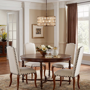 Chandelierias - Vintage Mottled 4 - Light Crystal Drum Pendant - Pendant - Antique Bronze - 