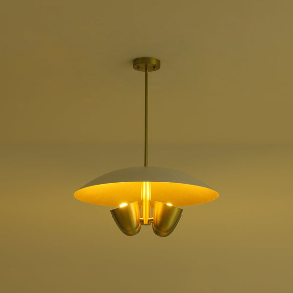 Chandelierias - Vintage Style 4 - Light Dome Pendant with Quartet Bell Shade - Pendant - Bushed Brass - 