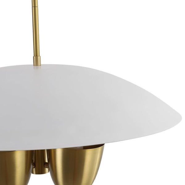 Chandelierias - Vintage Style 4 - Light Dome Pendant with Quartet Bell Shade - Pendant - Bushed Brass - 