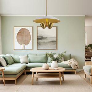 Chandelierias - Vintage Style 4 - Light Dome Pendant with Quartet Bell Shade - Pendant - Bushed Brass - 