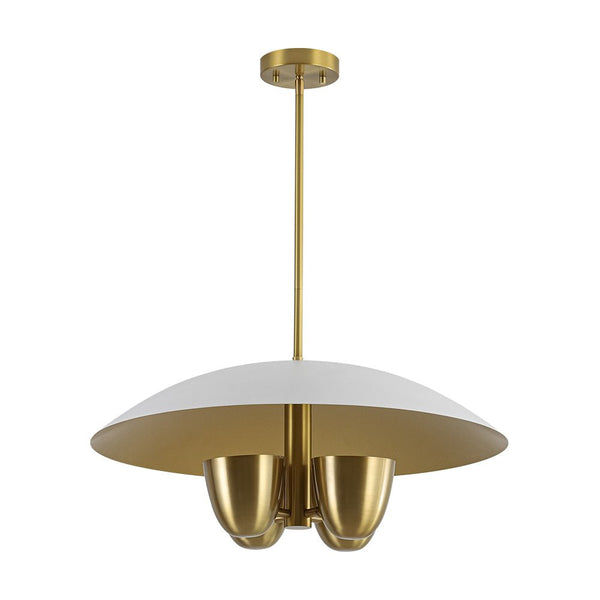 Chandelierias - Vintage Style 4 - Light Dome Pendant with Quartet Bell Shade - Pendant - Bushed Brass - 