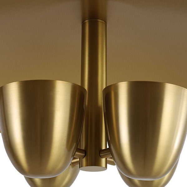 Chandelierias - Vintage Style 4 - Light Dome Pendant with Quartet Bell Shade - Pendant - Bushed Brass - 