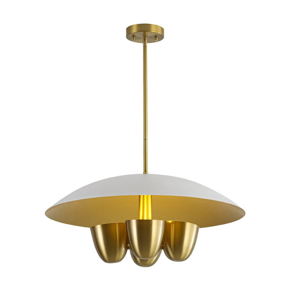Chandelierias - Vintage Style 4 - Light Dome Pendant with Quartet Bell Shade - Pendant - Bushed Brass - 