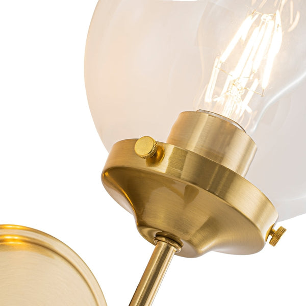 Chandelierias-Water Clear Single Globe Glass 1-Light Wall Torch Sconce-Wall Light-Brass-