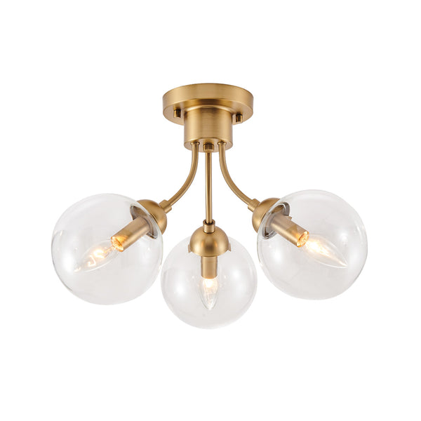 3-Light Glass Globe Semi-Flush Mount