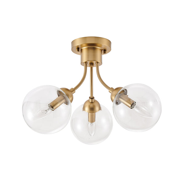 3-Light Glass Globe Semi-Flush Mount