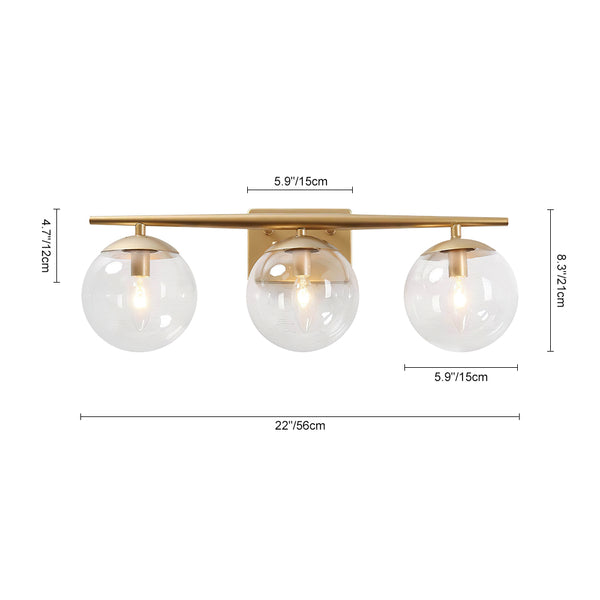 3-Light Gold Dimmable Vanity Light