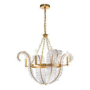 4-Light Mid-century Decorative Candle Crystal Feather Chandelier