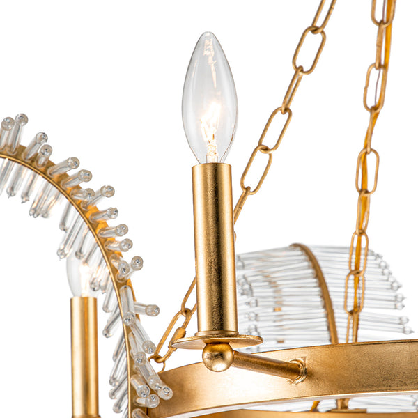 4-Light Mid-century Decorative Candle Crystal Feather Chandelier