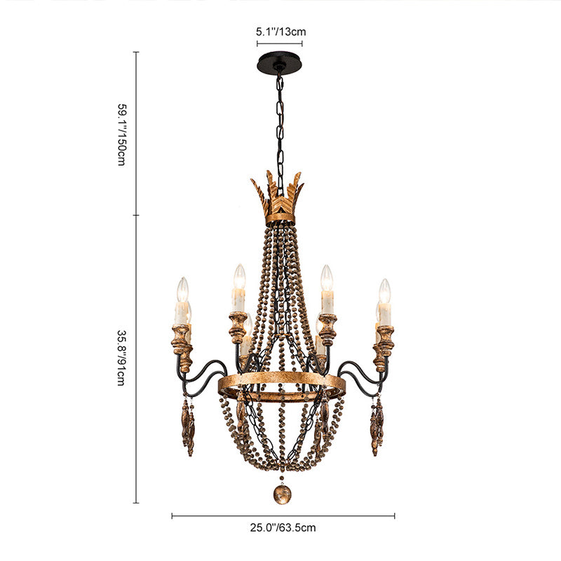 8-Light Vintage Beads Accents Empire Chandelier