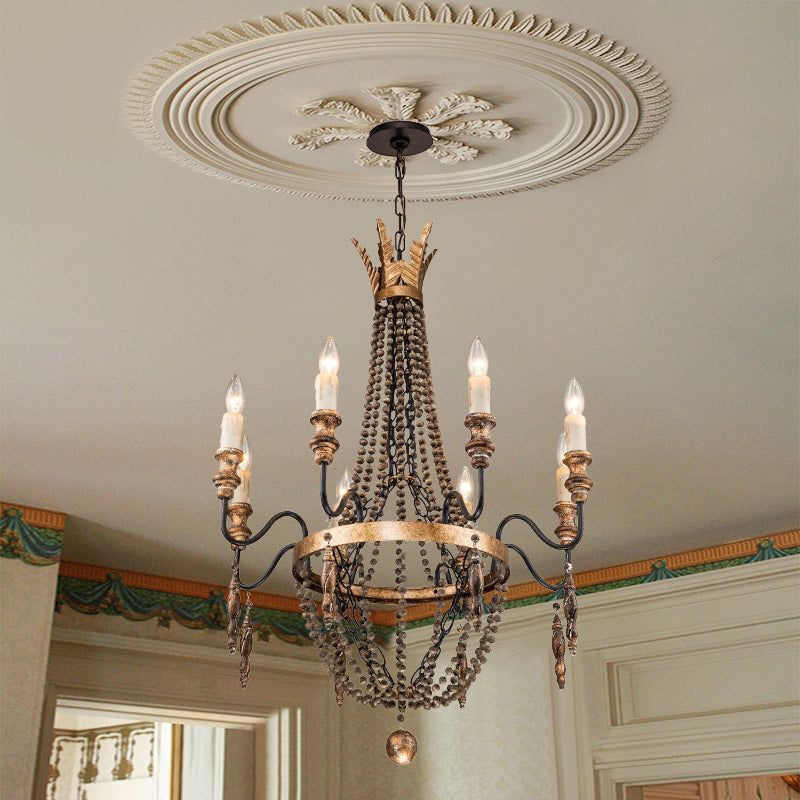 8-Light Vintage Beads Accents Empire Chandelier