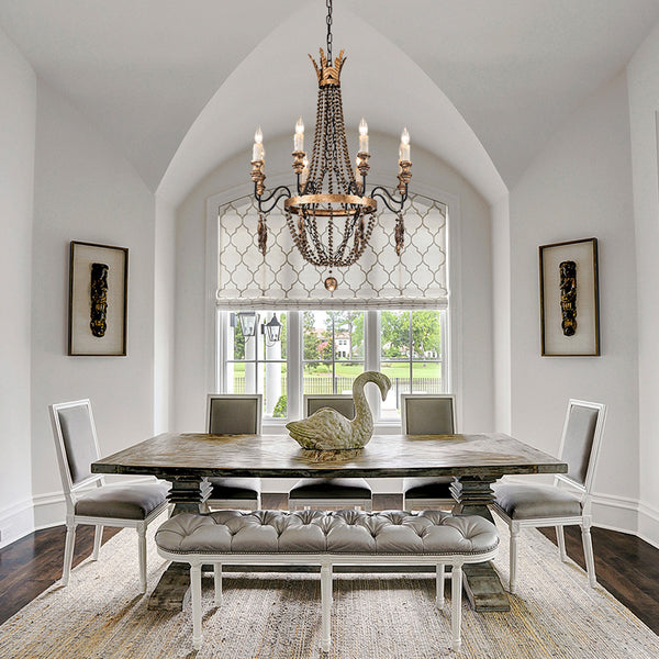 8-Light Vintage Beads Accents Empire Chandelier