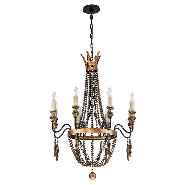 8-Light Vintage Beads Accents Empire Chandelier