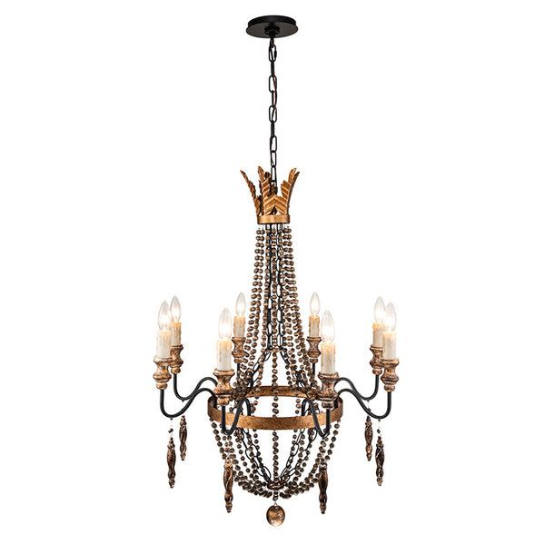 8-Light Vintage Beads Accents Empire Chandelier
