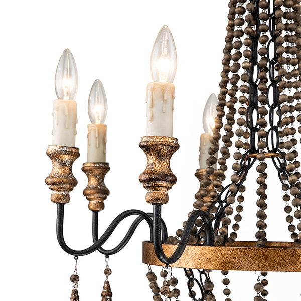 8-Light Vintage Beads Accents Empire Chandelier