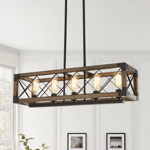 CHANDELIERIAS Wood Caged Rustic Farmhouse Chandelier