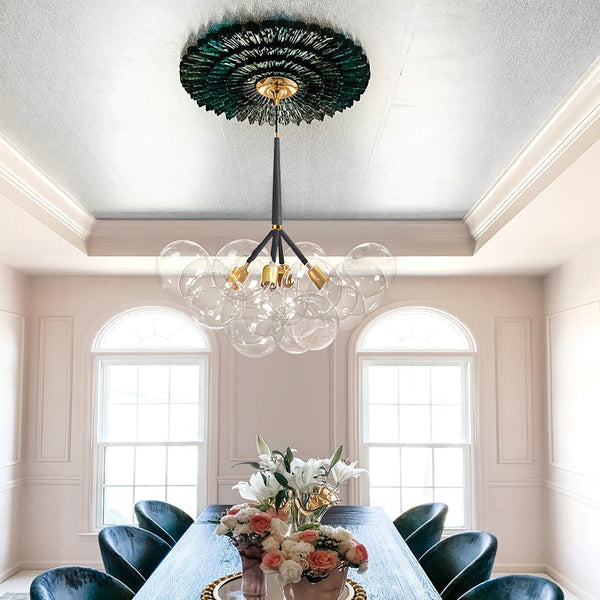 Modern Clear Glass Bubble Cluster Chandelier