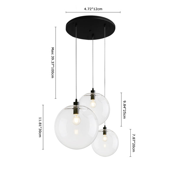 Contemporary 3-light Glass Globe Pendant Light