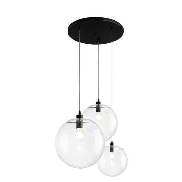 Contemporary 3-light Glass Globe Pendant Light