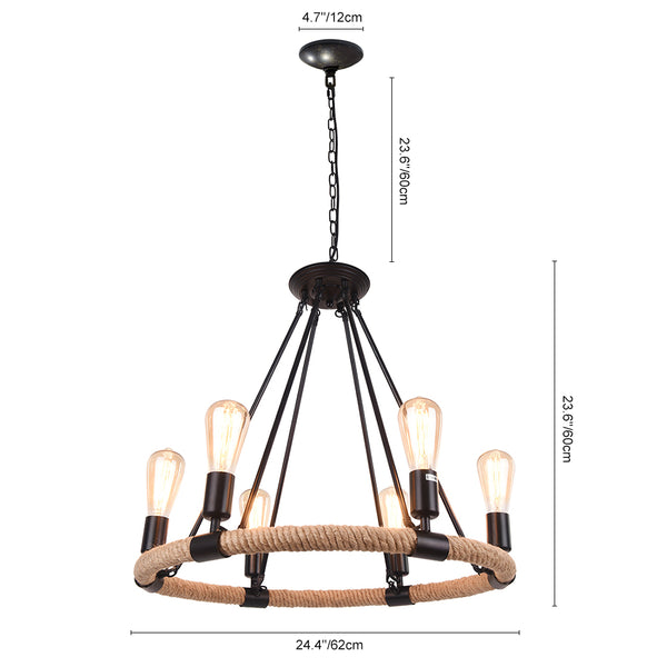 Industrial Vintage Retro Hemp Rope Pendant Light