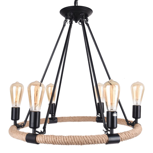 Industrial Vintage Retro Hemp Rope Pendant Light