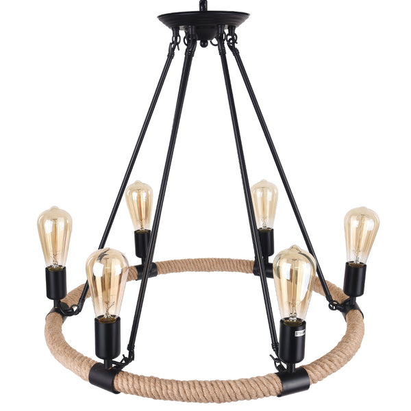 Industrial Vintage Retro Hemp Rope Pendant Light