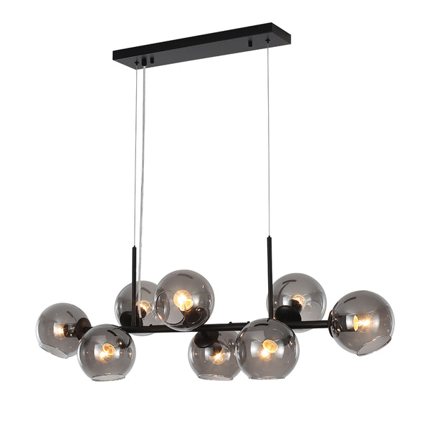 Mid-Century Modern Glass Globe Linear Chandelier