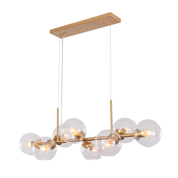 Mid-Century Modern Glass Globe Linear Chandelier