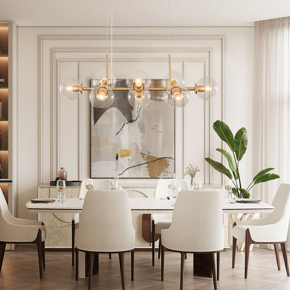 Modern Linear Dining Room Chandelier Mid-Century Modern Glass