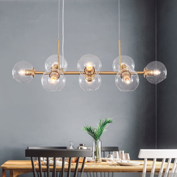 Mid-Century Modern Glass Globe Linear Chandelier