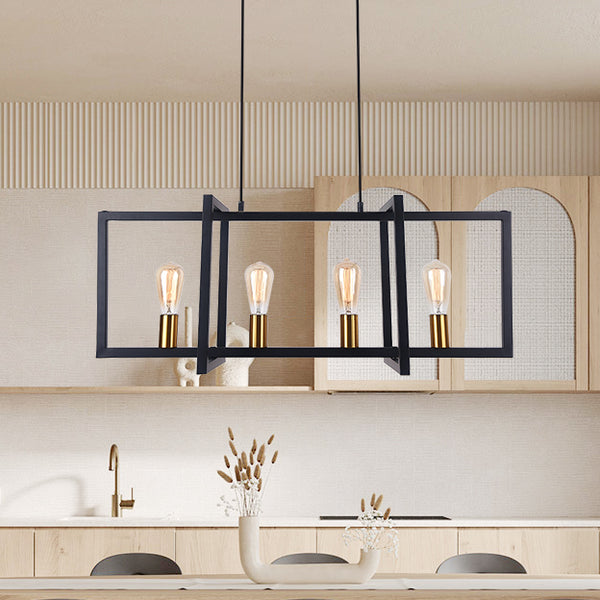 Modern 4-Light Kitchen Island Linear Pendant Light