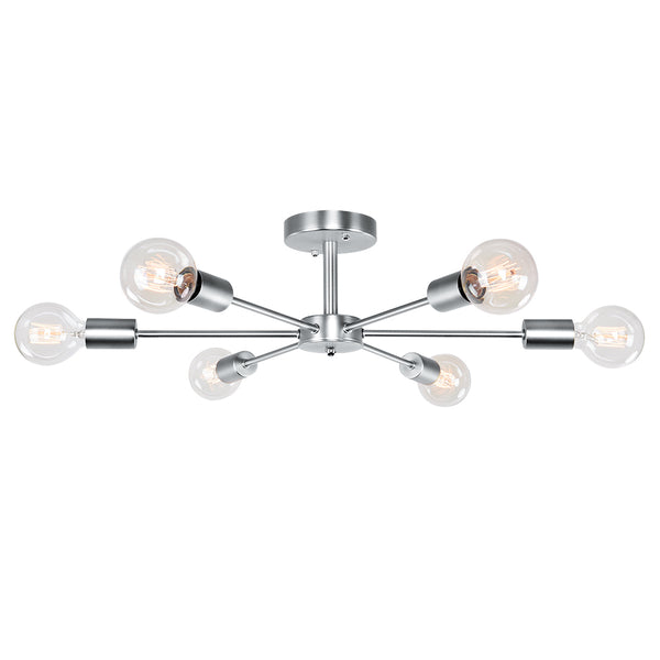 Modern 6-Light Sputnik Semi Flush Ceiling Light