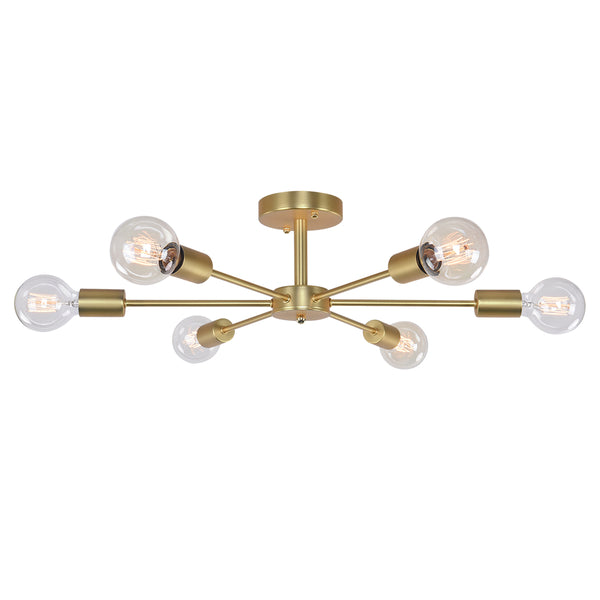 Modern 6-Light Sputnik Semi Flush Ceiling Light