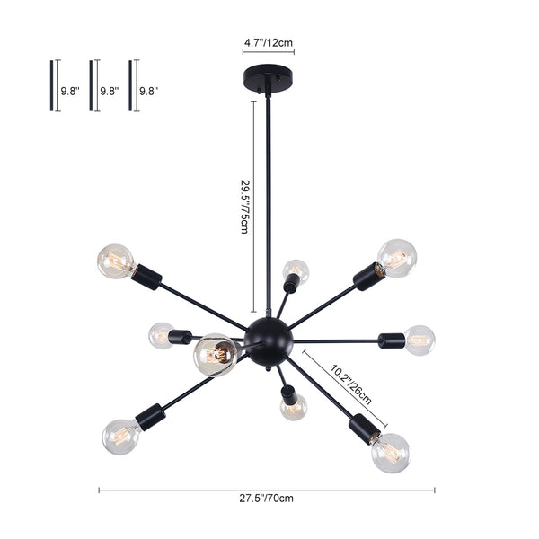 Modern 9-Light Metal Sputnik Chandelier Lighting