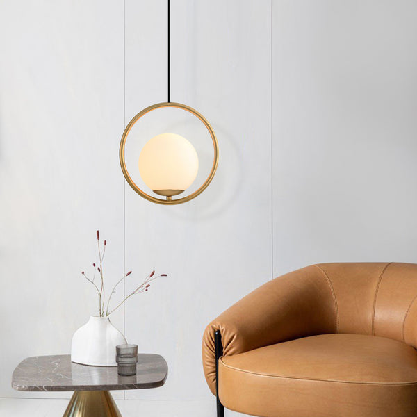 Modern Brass Hanging Globe Pendant Light