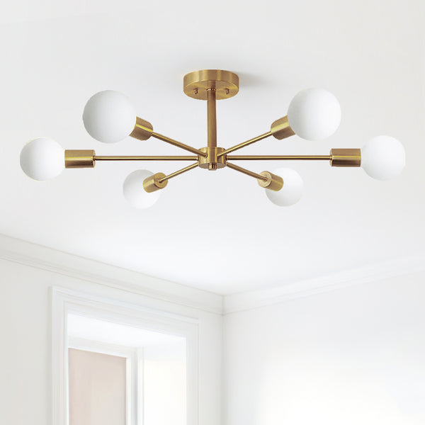 Modern Brass Semi Flush Mount Chandelier