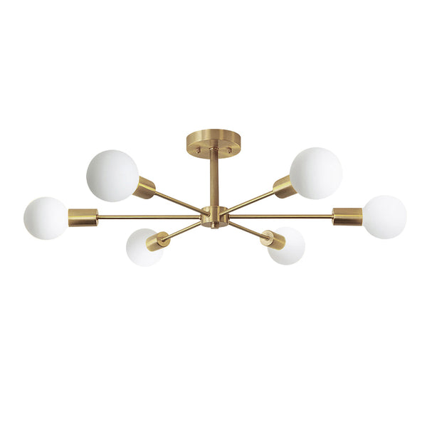 Modern Brass Semi Flush Mount Chandelier