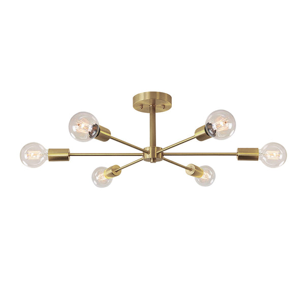 Modern Brass Semi Flush Mount Chandelier