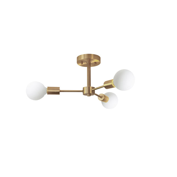 Modern Brass Semi Flush Mount Chandelier