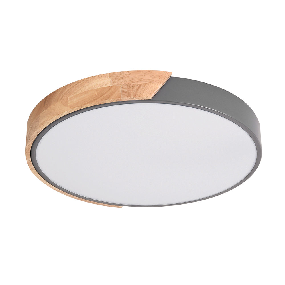 Modern Wood Round LED Flush Mount Ceiling Light | Chandelierias