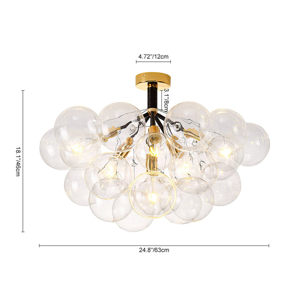 Modern Semi Flush Cluster Bubble Chandelier