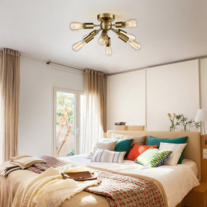 Modern Sputnik Flush Mount Brass Ceiling Light