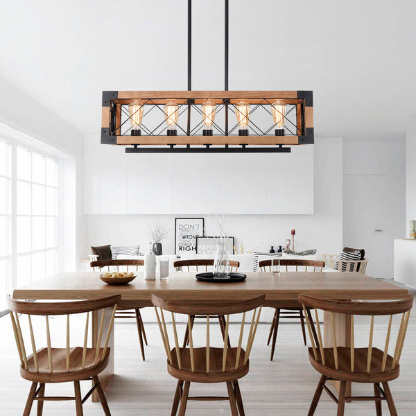 Rectangular Caged Modern Farmhouse Chandelier