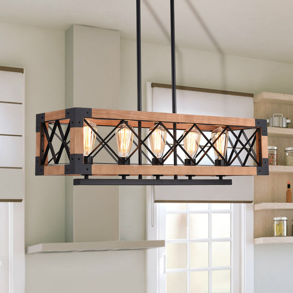 Rectangular Caged Modern Farmhouse Chandelier